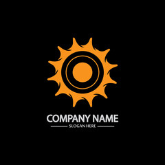 Gear vector logo isolated on a black background. Icon silhouette design template. Simple symbol concept in flat style. Abstract sign  pictogram for web  mobile and infographics.