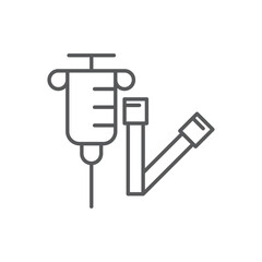 Tourniquet and syringe vector icon symbol isolated on white background