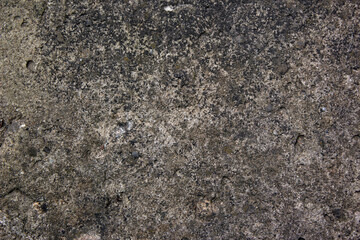 Muddy concrete wall with cracks and black spots. Old and dirty tested wall background. Architecture and construction works. Close-up old weathered concrete texture of the wall.
