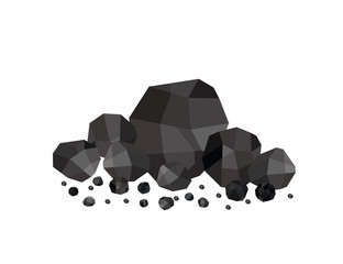 Pile of charcoal ,pile of coal isolated on white background