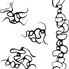 Abstract seamless pattern in neurographic style and isolated elements. Hand drawing. Vector. Printing on textiles, products and paper.