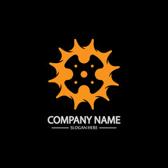 Gear vector logo isolated on a black background. Icon silhouette design template. Simple symbol concept in flat style. Abstract sign  pictogram for web  mobile and infographics.