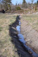 Drainage ditch in countryside