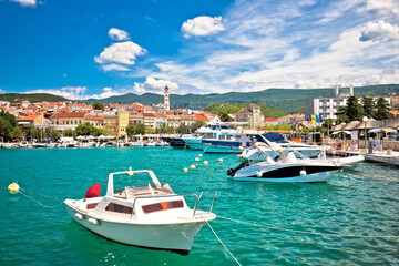 Fototapeta na wymiar Colorful town of Crikvenica harbor and tower view