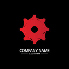 Gear vector logo isolated on a black background. Icon silhouette design template. Simple symbol concept in flat style. Abstract sign  pictogram for web  mobile and infographics.