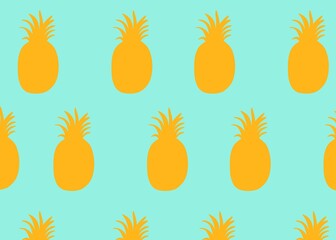 seamless pattern with pineapple fruit  yellow  blue color 