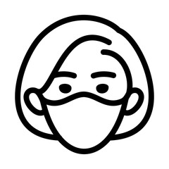 Woman in medical face protection mask. Vector icon illustration for concepts of disease, sickness, allergies, pollution, virus pandemic COVID-19