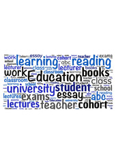 Illustration of a word cloud with words representing education