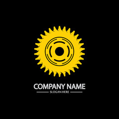 Gear vector logo isolated on a black background. Icon silhouette design template. Simple symbol concept in flat style. Abstract sign  pictogram for web  mobile and infographics.