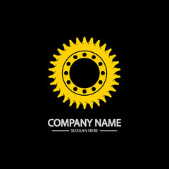 Gear vector logo isolated on a black background. Icon silhouette design template. Simple symbol concept in flat style. Abstract sign  pictogram for web  mobile and infographics.