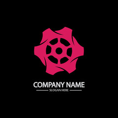 Gear vector logo isolated on a black background. Icon silhouette design template. Simple symbol concept in flat style. Abstract sign  pictogram for web  mobile and infographics.