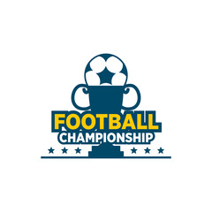 Football or soccer championship trophy logo design template