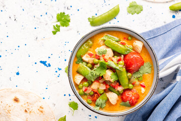 Colorful Fresh and Healthy Indian Curry with Vegetables