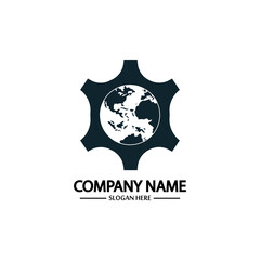 Global Engineer World Gear Logo Design Template