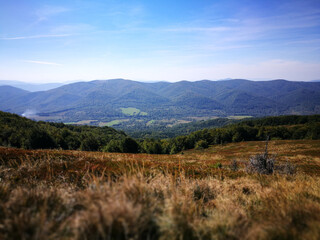 Beautiful landscape on Bieszczady. Polish mountains. Artistic view in colours.