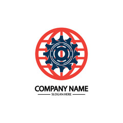 Global Engineer World Gear Logo Design Template