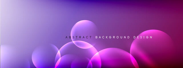 Vector abstract background liquid bubble circles on fluid gradient with shadows and light effects. Shiny design templates for text