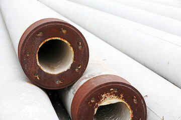 Close-up photos of cement prefabricated pipes