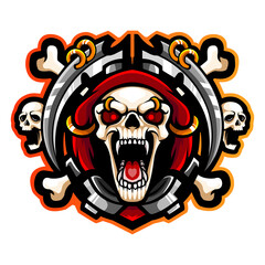 Grim reaper head esport logo mascot design
