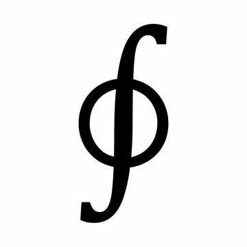 The Contour integral sign on white background