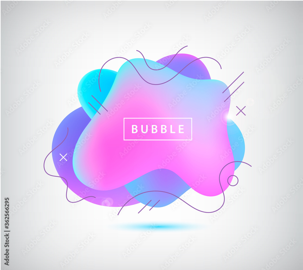Aufkleber vector 3d gradient spot, bubble with wavy lines. abstract element for trendy vibrant color design. u