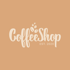 Fototapeta premium Coffee shop hand lettering logo with beans