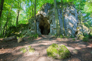widok na wejście do jaskini Ostrężnickiej