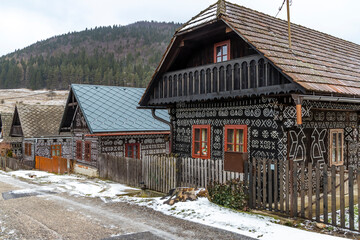 Painted folk house, UNESCO village Cicmany in Slovakia