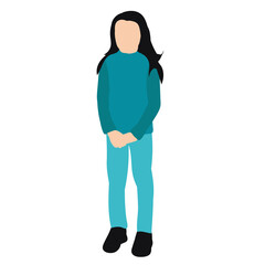  isolated, in flat style, child girl