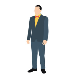 vector, isolated, no face, in flat style, a man is standing