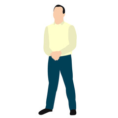 vector, isolated, no face, in flat style, a man is standing