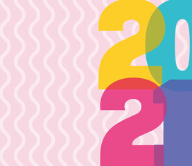 Happy new year 2021 multicolored numbers design, Welcome celebrate greeting card happy decorative and celebration theme Vector illustration