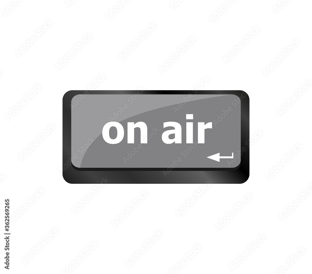 Poster radio on air button on computer keyboard, business concept