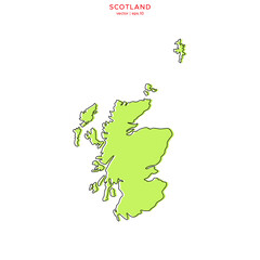 Green Map of Scotland with Black Outline Vector Design Template. Editable Stroke