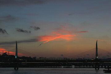 Fototapeta premium sunset over the river