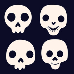 Flat design halloween skull character
