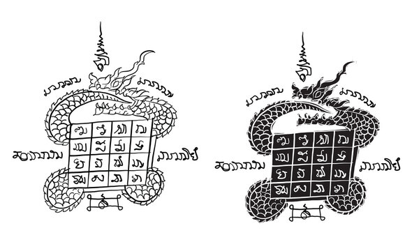 - Animal in Thai traditional tattoo, Thai traditional painting in temple, vector