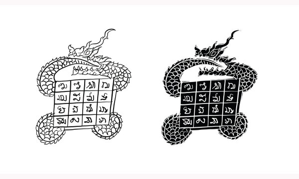 - Animal in Thai traditional tattoo, Thai traditional painting in temple, vector