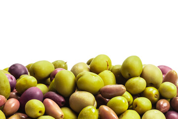 Tasty mix olives background.