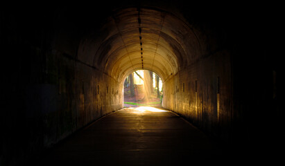 Fototapeta na wymiar The light at the end of the tunnel Shot at Hawk hill, marin headlands, San Francisco area, California