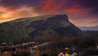 Salisbury Crags at dawn, Edinburgh, Scotland