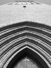 Beauty architecture example, sightseeing in Elblag city, Poland. Artistic look in black and white.