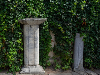 stone columns in the garden