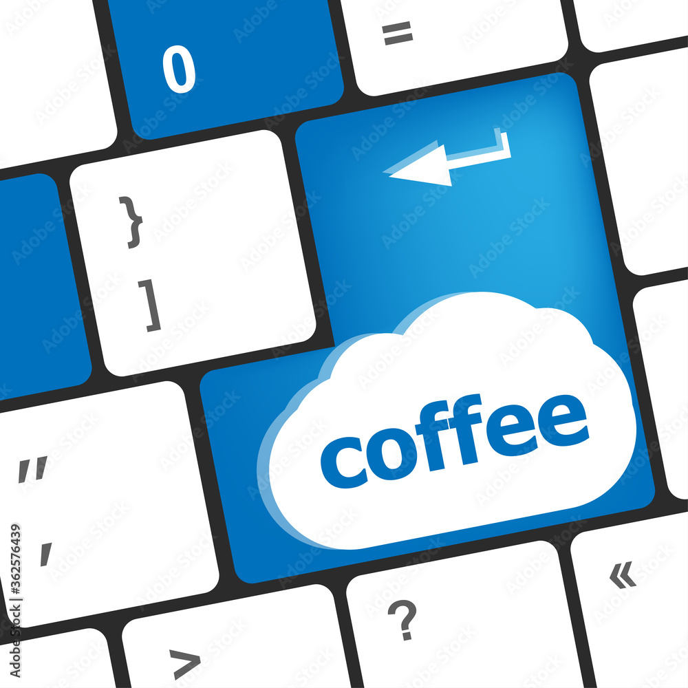Poster computer keyboard keys with coffee break button