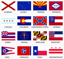 set of flags of america