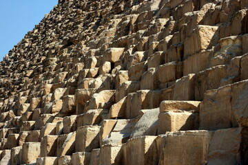 Close up of the stones used for construction of the ancient Pyramids of Giza in Egypt