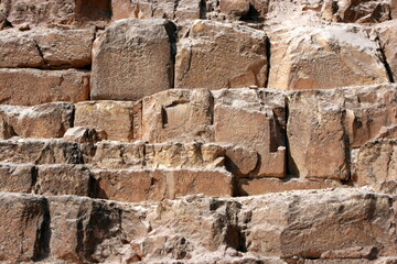 Close up of the stones used for construction of the ancient Pyramids of Giza in Egypt