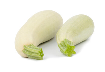 two zucchini isolated on white background