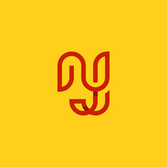Letter NJ Monogram Abstract Creative icon Modern Logo Design Template Element Vector