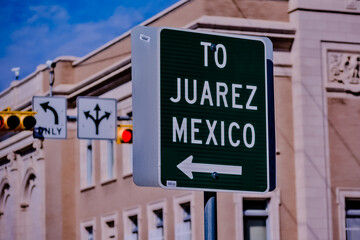 Fototapeta premium street sign in the old town of Juarez.